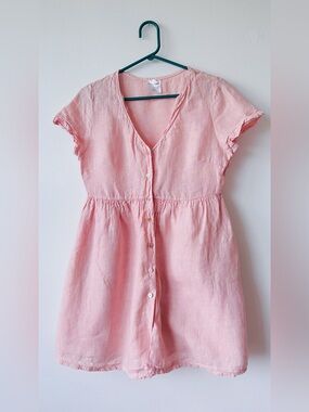 Jillian Harris x Priv Blusj Pink Linen Button Up Babydoll Dress size S